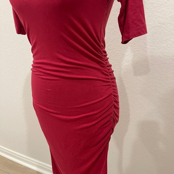 Seraphine Maternity Dress Ruched Bodycon Short Sleeve Size 2 - Picture 4 of 5